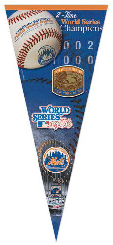 New York Mets 2-Time World Champs EXTRA-LARGE 17x40 Premium Felt Pennant - Wincraft Inc.