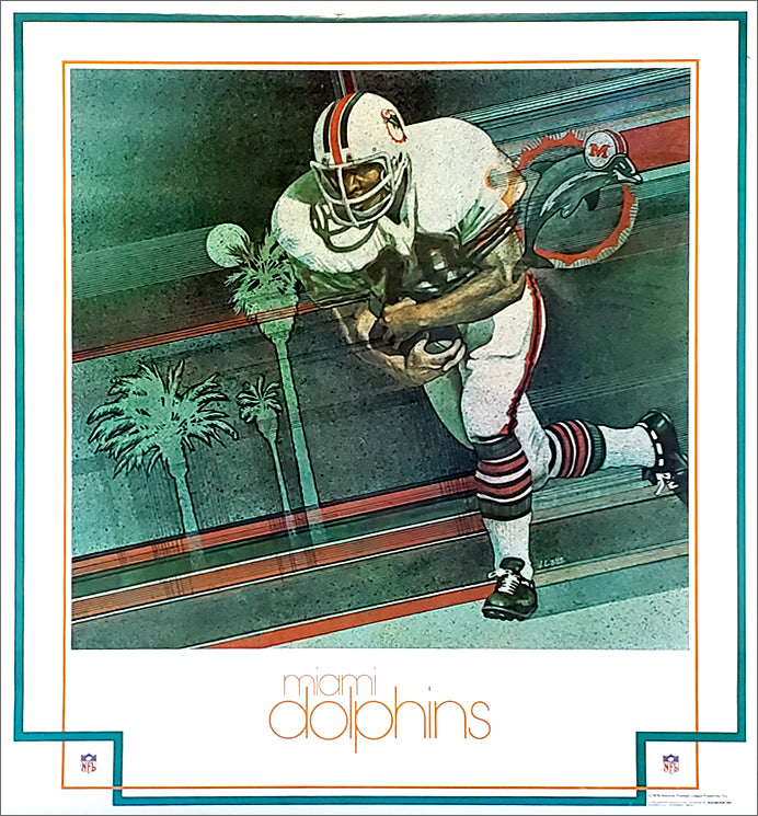 Miami Dolphins NFL Football Vintage Theme Art Poster (1979 Miami Dolphins NFL Football Vintage Theme Art Poster (1979