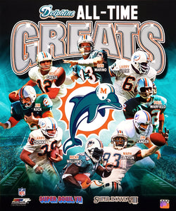 Miami Dolphins "All-Time Greats" (9 Legends, 2 Super Bowls) Premium Poster Print - Photofile Inc.