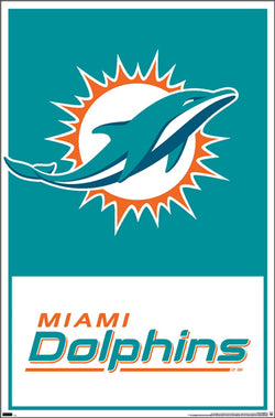 Miami Dolphins Official NFL Football Team Logo and Wordmark Poster - Costacos Sports