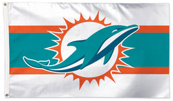 Miami Dolphins Stripe-on-White-Style Official NFL Football DELUXE 3'x5' Flag - Wincraft Inc.