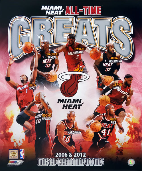 Miami Heat All-Time Greats (8 Legends, 2 NBA Championships) Premium Poster Print - Photofile Inc.
