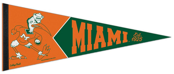 Miami Hurricanes Retro-1960s-Ibis-Style Premium NCAA Felt Collector's Pennant - Wincraft Inc.