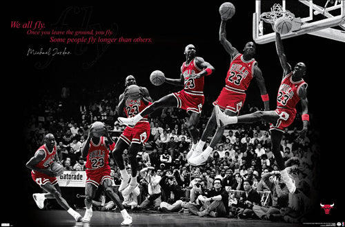 Michael Jordan Fly Chicago Bulls Slam Dunk Inspirational NBA