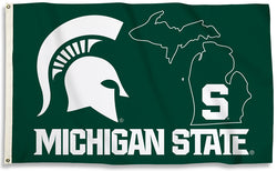 Michigan State Spartans State-Outline-Style Official NCAA Team 3'x5' Flag - BSI Products
