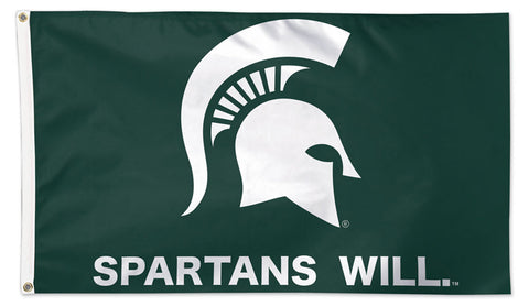 Michigan State Spartans "SPARTANS WILL" Official NCAA Deluxe 3'x5' Team Flag - Wincraft