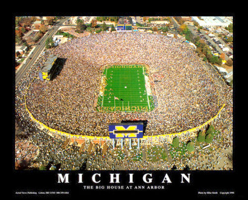 Michigan Stadium "From Above" Wolverines Gameday Aerial Poster - Aerial Views Inc.
