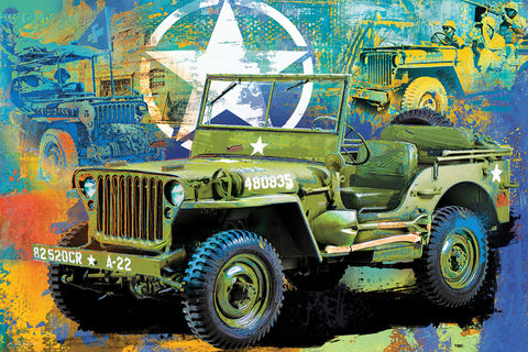 Military Jeep Classic Automobile Art Poster - Eurographics Inc.