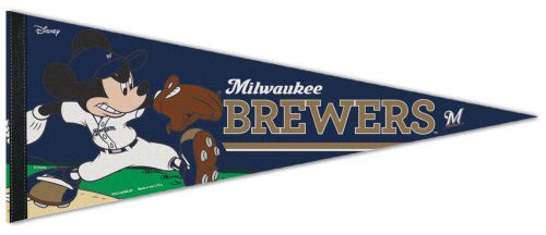 Milwaukee Brewers "Mickey Mouse Flamethrower" Official MLB/Disney Premium Felt Pennant - Wincraft Inc.