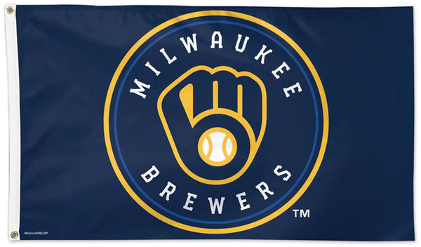 Milwaukee Brewers Round-Logo-Style Official MLB Baseball DELUXE 3'x5' Team Flag - Wincraft Inc.