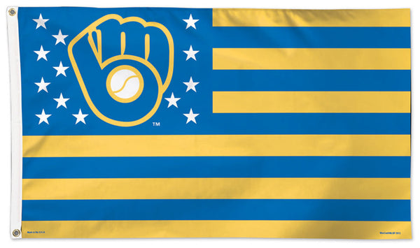 Milwaukee Brewers Stars-and-Stripes-Style Official MLB Baseball DELUXE 3'x5' Team Flag - Wincraft Inc.