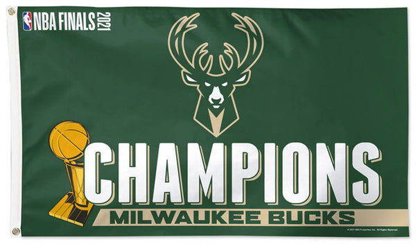 Milwaukee Bucks 2021 NBA Champions Official Commemorative DELUXE 3'x5' FLAG - Wincraft
