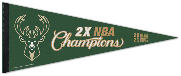 Milwaukee Bucks 2X NBA Champions Official Premium Felt Commemorative Pennant - Wincraft Inc.