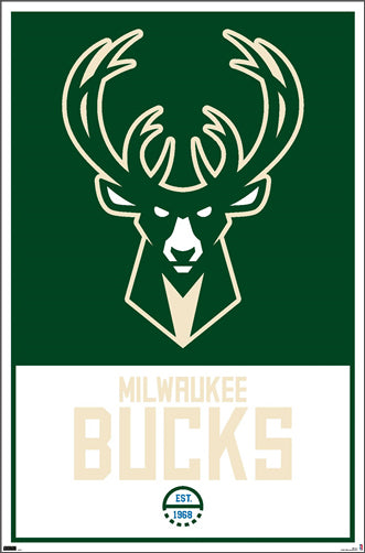 Milwaukee Bucks NBA Basketball Official Team Logo and Wordmark Poster - Costacos Sports