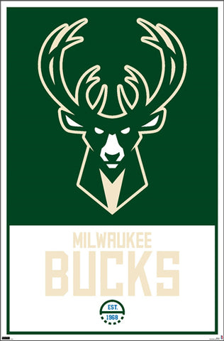 Milwaukee Bucks NBA Basketball Official Team Logo and Wordmark Poster - Costacos Sports