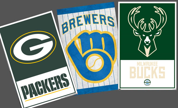 COMBO: Milwaukee, Wisconsin Sports 3-Poster Combo (Brewers, Packers, Bucks)