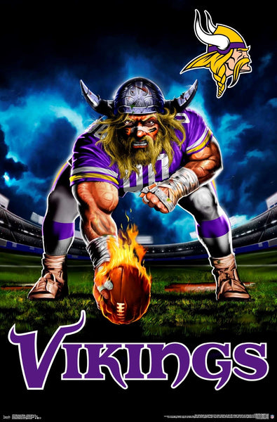 Minnesota Vikings "Ferocious Football" NFL Theme Art Poster - Liquid Blue/Trends Int'l.