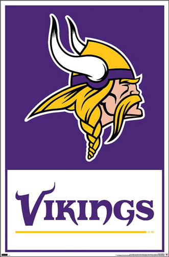 Minnesota Vikings Official NFL Football Team Logo and Wordmark Poster - Costacos Sports