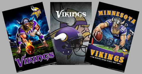 COMBO: Minnesota Vikings Football NFL Theme Art 3-Poster Combo Set - Trends International
