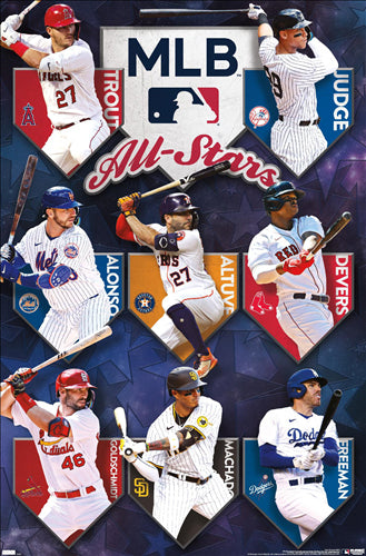 MLB Baseball Superstars 2023 Poster (Trout, Judge, Alonso, Freeman, +++) - Costacos Sports