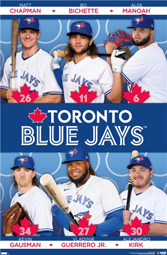Toronto Blue Jays Superstars 2023 Poster (Bichette, Guerrero, Chapman, Manoah, Gausman, Kirk) - Costacos Sports