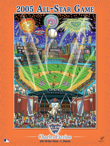 MLB All-Star Game 2005 (Detroit) Commemorative Pop Art Poster by Charles Fazzino