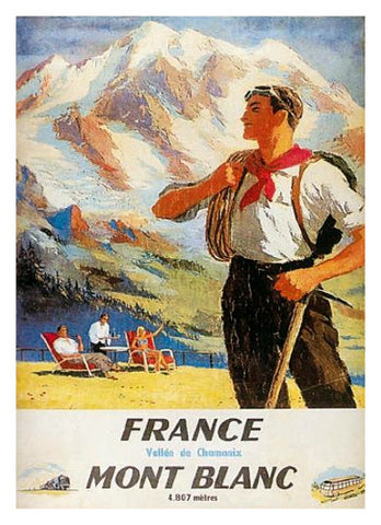 Mont Blanc Climber (c.1949) Mountain Climbing Poster - Clouet Vintage Reprints