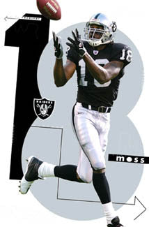 Randy Moss "Silver and Black" Oakland Raiders NFL Action Poster - Costacos 2005