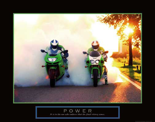 Motorcycle Racing "Power" Motivational Poster - Front Line