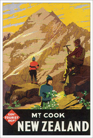 New Zealand "Climbing Mt. Cook" (1936) Vintage Poster Reprint - Eurographics