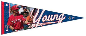 Michael Young "Action" Texas Rangers Premium Felt Collector's Pennant (LE /2010)