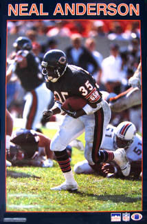 Neal Anderson "Breakthrough" Chicago Bears NFL Action Poster - Starline 1988