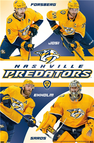 Nashville Predators "Four Stars" NHL Hockey Action Poster (Forsberg, J ...