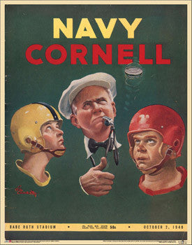 Navy vs. Cornell Football "Coin Flip" 1948 Vintage Reprint Poster