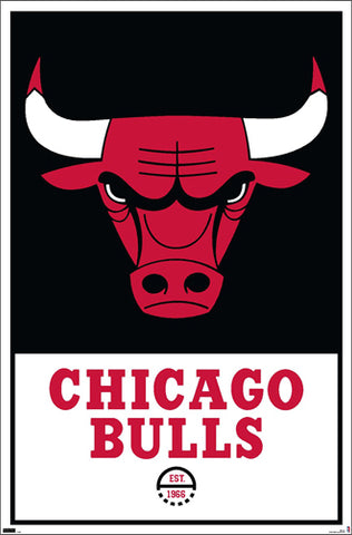 Chicago Bulls "Est. 1966" Official NBA Basketball Team Logo Poster - Costacos Sports