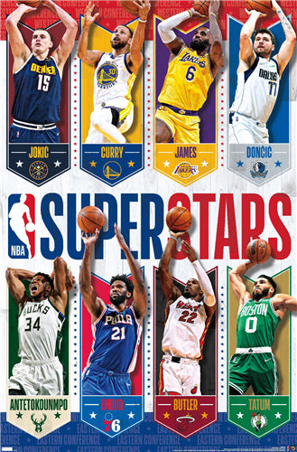 NBA Superstars 2022-23 Poster (8 Basketball Greats In Action) - Costacos Sports Inc.