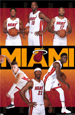 Miami Heat "Super Six" (Lowry, Adebayo, Tucker, Oladipo, Butler, Herro) NBA Basketball Poster - Costacos 2021