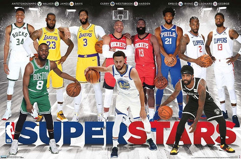 NBA Superstars 2020 Poster (Giannis, Kemba, Lebron, AD, Curry, Westbrook, Harden, Embiid, Kyrie, Kawhi, PG)