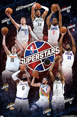 NBA Superstars 2021-22 Poster (8 Basketball Greats In Action) - Costacos Sports Inc.