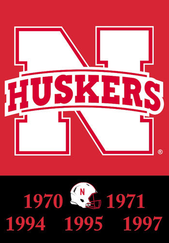 Nebraska Huskers 5-Time National Football Champions Commemorative Banner - BSI