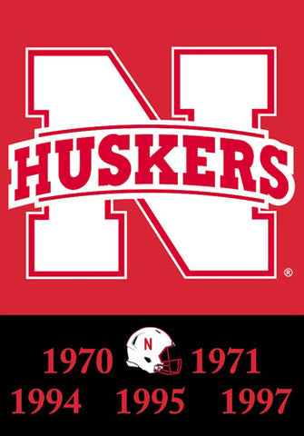 Nebraska Huskers 5-Time National Football Champions Commemorative Banner - BSI