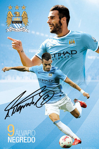 Alvaro Negredo "Signature" Manchester City FC Soccer Action Poster - GB Eye (UK)