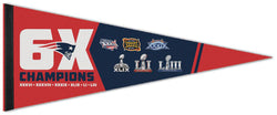 New England Patriots SIX-TIME SUPER BOWL CHAMPIONS Premium Felt Collector's Pennant - Wincraft