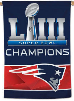 New England Patriots SUPER BOWL LIII CHAMPIONS (2019) Official NFL 28" x 40" BANNER - Wincraft Inc.
