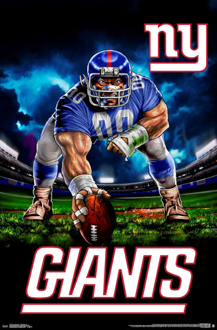 New York Giants "Ferocious Football" NFL Theme Art Poster - Liquid Blue/Trends Int'l.