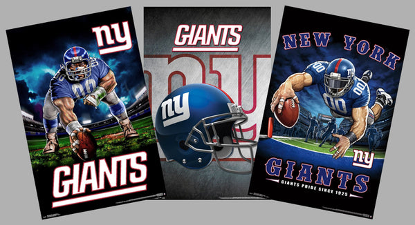 COMBO: New York Giants Football NFL Theme Art 3-Poster Combo Set