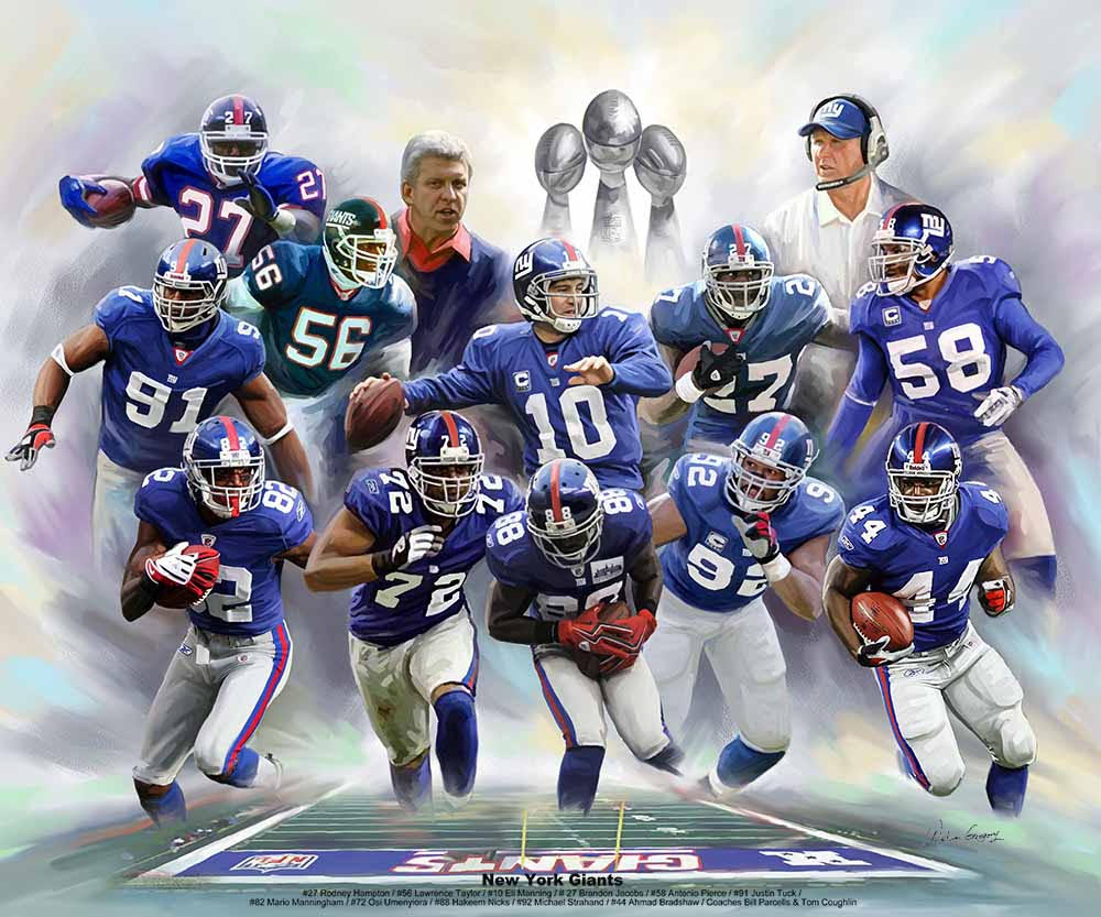 New York Giants "Legends" NFL Football Art Collage Poster Print by Wis