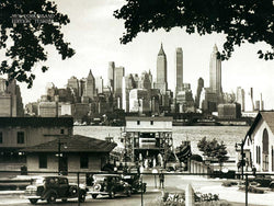 New York City Skyline from Governors Island c.1944 Classic Black & White Poster - Tushita Editions