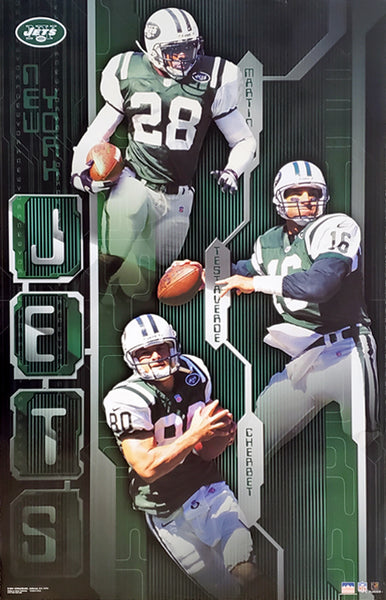 New York Jets "Three Stars" Poster (Curtis Martin, Chrebet, Testaverde) - Starline 2001