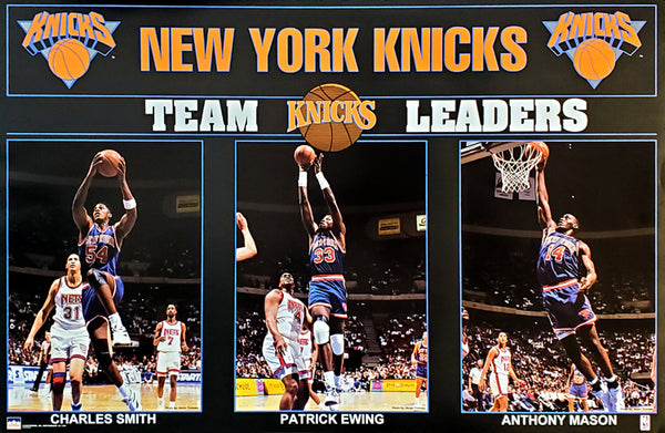 New York Knicks "Team Leaders" Poster (Patrick Ewing, Mason, Smith) - Starline 1993